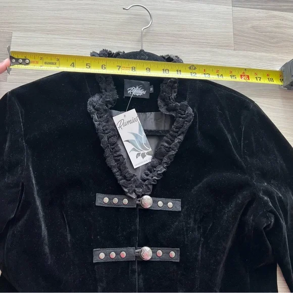 Rumies Black Velvet Corset Lace-up Style Jacket Size 10